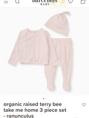 2, Burt’s Bee’s Baby Light Pink Organic 3-Piece Take Me Home Set